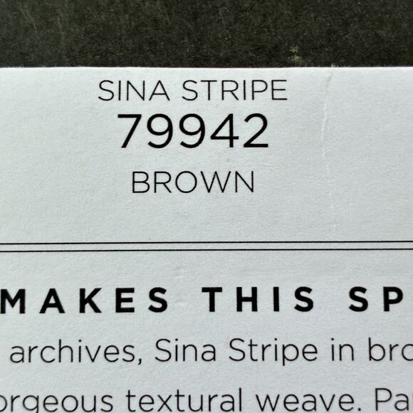 Schumacher Fabric Sample Sina Stripe Brown 79942 11 1/2" x 11 1/2" Copacabana - Picture 7 of 7